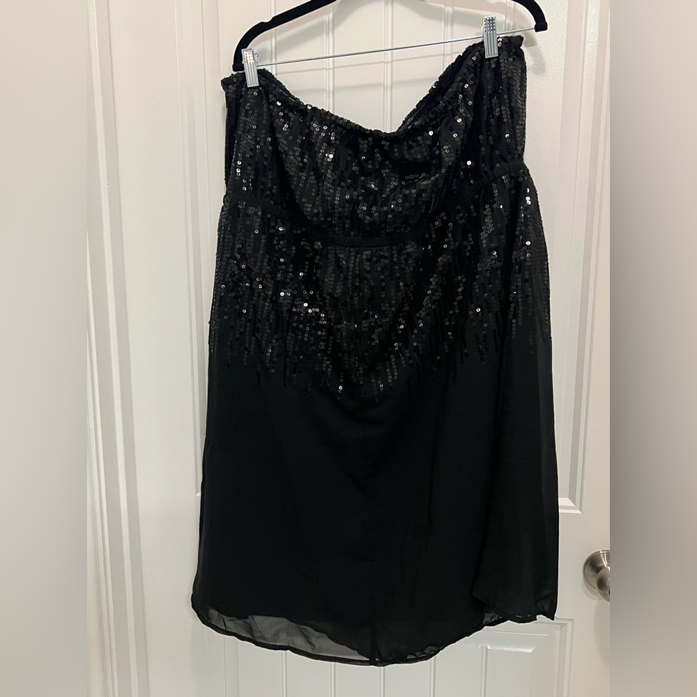 NWT Lane Bryant Plus SZ Black Sequin Strapless Dress